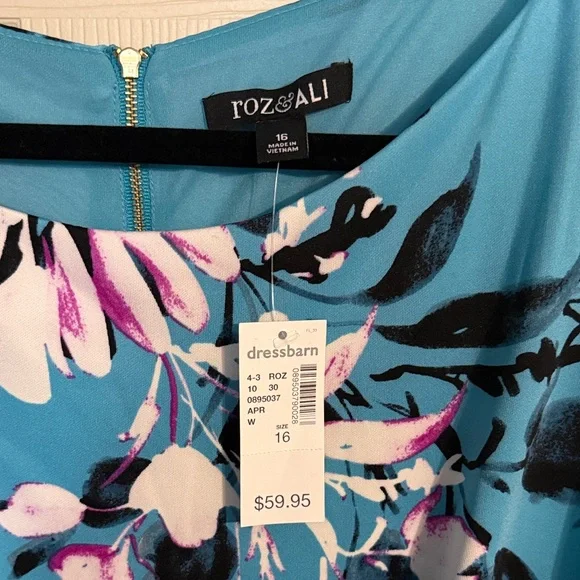 Roz & Ali Blue and Pink Floral Spring Mini Dress - Picture 2 of 4